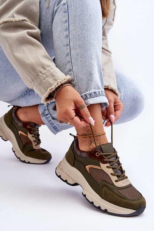 Sznurowane Buty Sportowe Na Platformie Zielone Escape