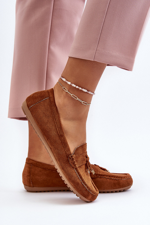 Damskie Zamszowe Klasyczne Mokasyny Camel Ontala