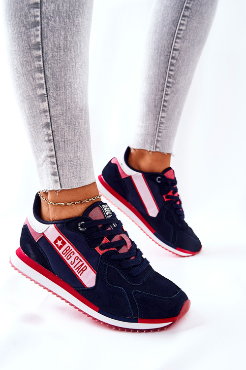 Skórzane Sportowe Buty Big Star II274270 Granatowe