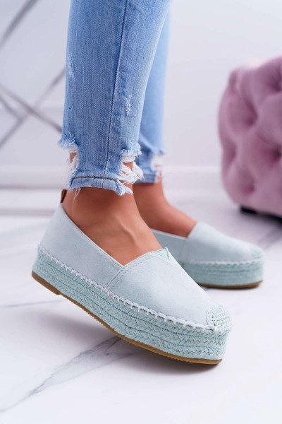 Espadryle Damskie Zamszowe Na Platformie Miętowe Varles