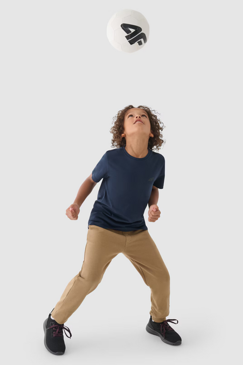 Chłopięcy T-shirt Gładki Bawełniany Granatowy 4F 4FJWMM00TTSHM1626-31S