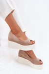 Sandały Damskie Na Koturnie I Platformie Beżowe Felyra