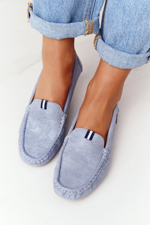 Damskie Zamszowe Mokasyny Niebieskie San Marino