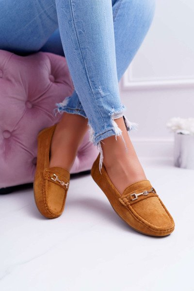 Mokasyny Damskie Lekkie Eko-zamsz Camel Think