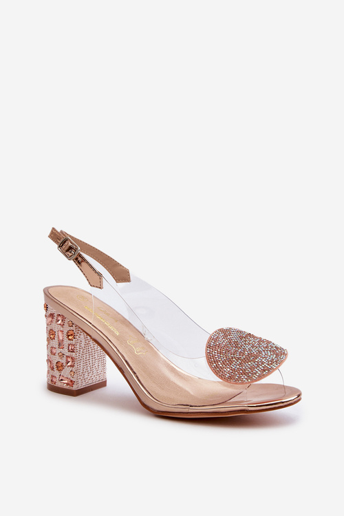 Sandały Transparentne Na Słupku Różowe Złoto D&A MR38-812