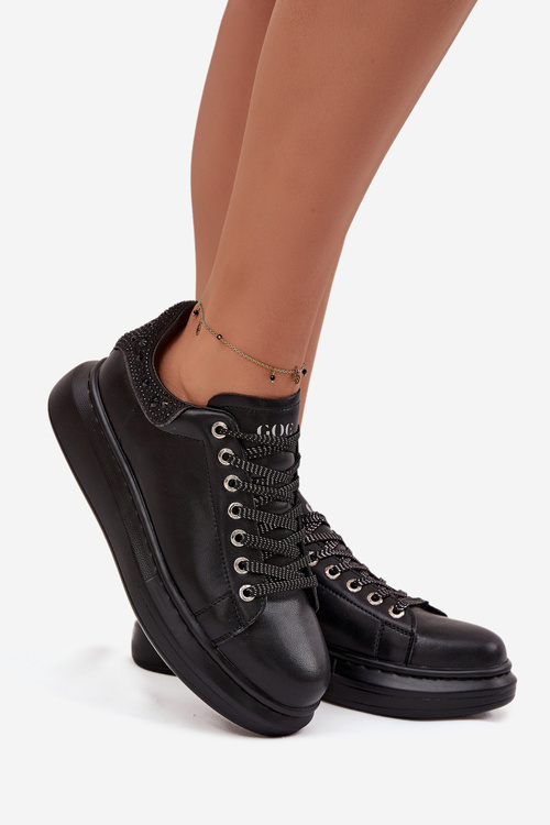 Sneakersy Damskie Z Naturalnej Skóry GOE OO2N4004 Czarne