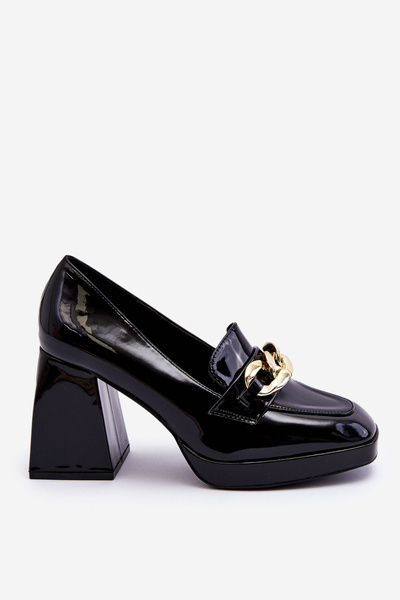 Czółenka Na Masywnym Obcasie Czarne Nataly