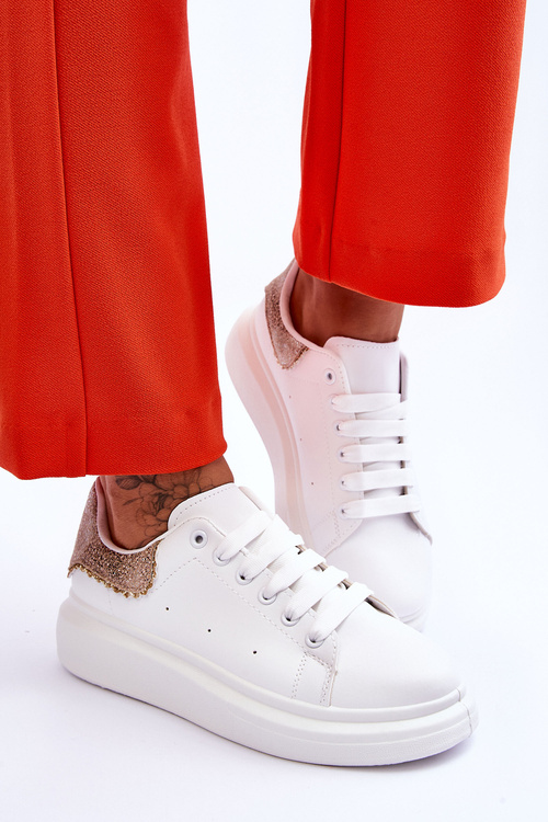 Damskie Buty Sportowe Z Ozdobnym Wzorem Biało-Złote Delight