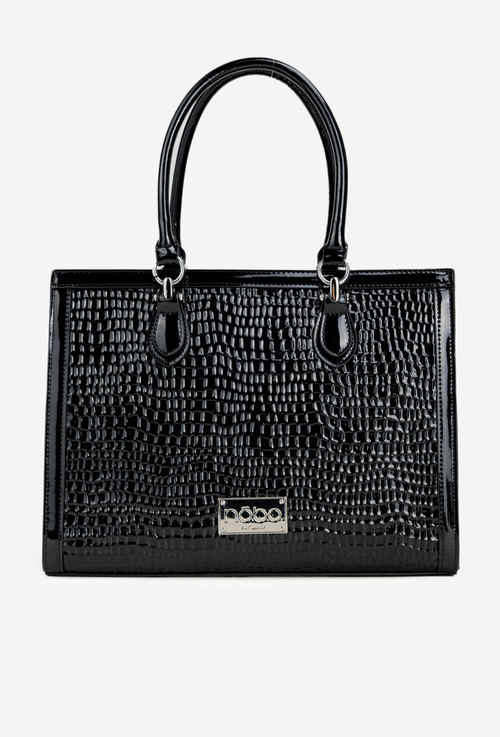 Lakierowana Torebka Z Tłoczonym Wzorem NOBO BAG6150-M20 Czarna