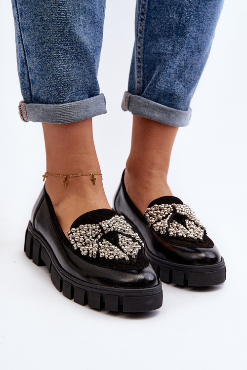 Lakierowane Mokasyny Damskie Laura Messi 2785 Czarne