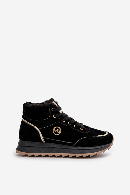 Botki Buty Sportowe Damskie Ocieplane Na Platformie Czarne Ariatte