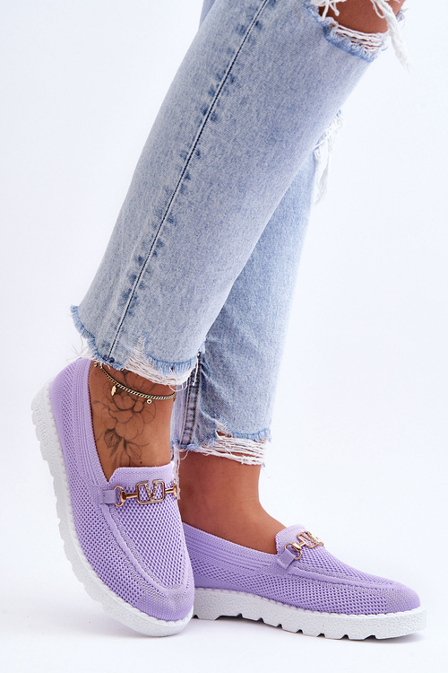 Damskie Wsuwane Tenisówki Slip-On Z Ozdobą Fioletowe Alena