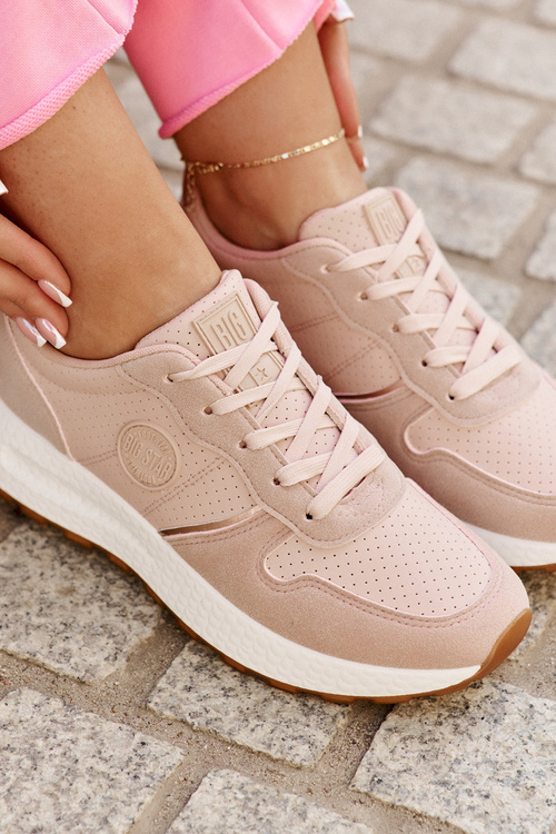 Sneakersy Damskie Na Platformie Big Star RR274489 Hi-Poly System Różowe