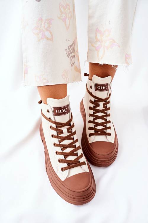 Damskie Ocieplane Trampki GOE Wysokie II2N4034 Białe