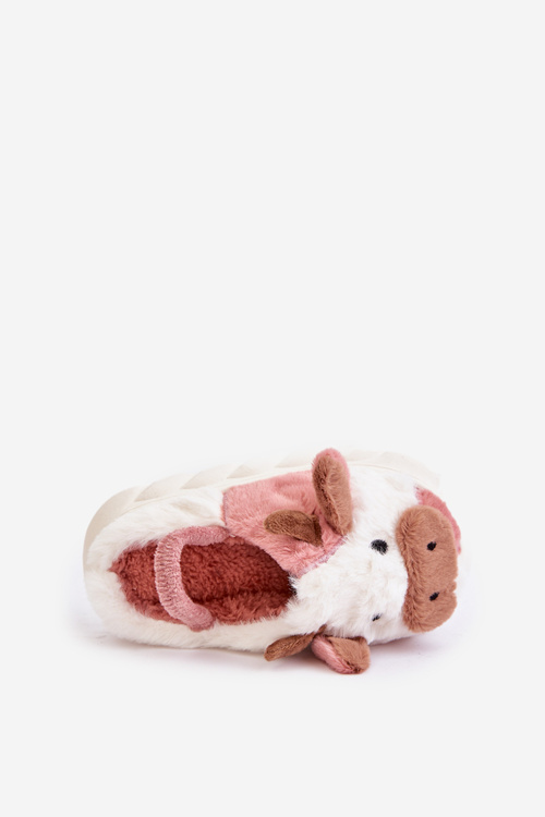 Dziecięce Futrzane Kapcie Z Motywem Krowy Różowe Tamorrin