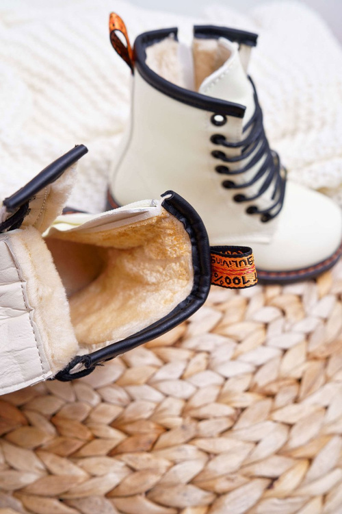 Dziecięce Botki Ocieplane z Suwakiem Fosforyzujące Białe Gabby