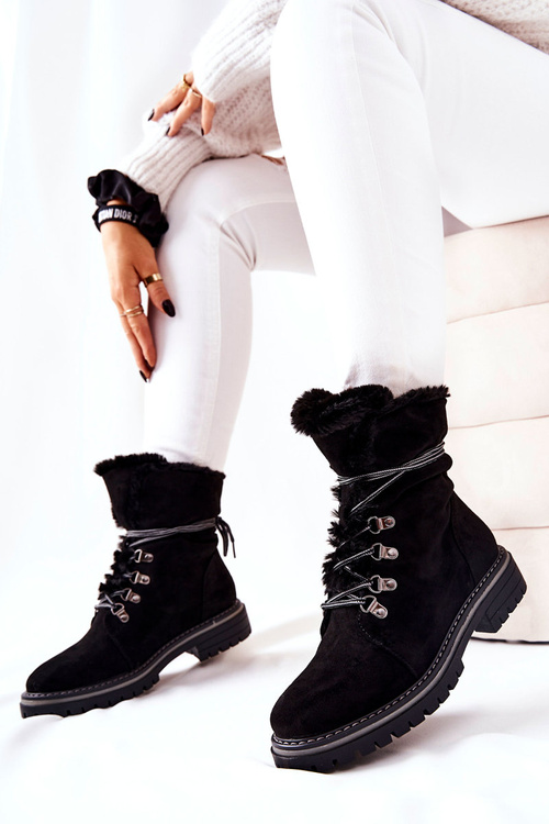 Botki Trapery Ocieplane Czarne Nelby