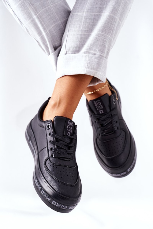 Skórzane Tenisówki Na Platformie BIG STAR II274074 Czarne