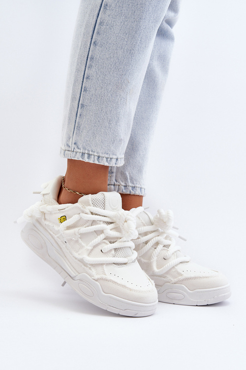 Damskie Sneakersy Z Grubym Sznurowaniem Białe Miatora