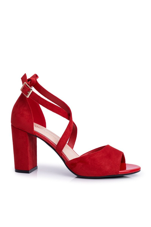 Sandały Damskie Na Słupku Sergio Leone Czerwone SK865