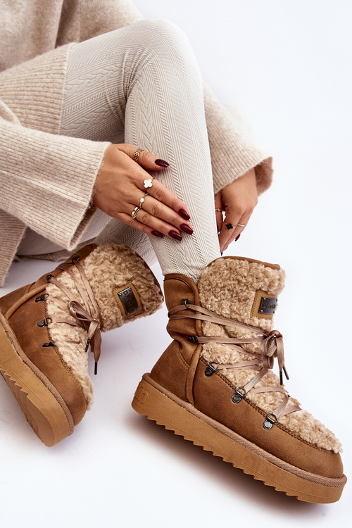 Wodoodporne Śniegowce Na Platformie Wegańskie D.Franklin DFSH370004 Brązowe