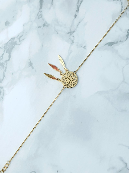 Damska Bransoleta Na Łańcuszku Łapacz Snów Złota Melody