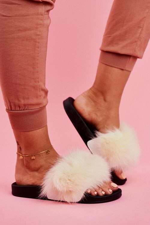 Damskie Klapki z Futerkiem Białe Belmondo