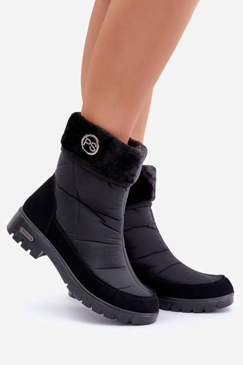 Damskie Modne Ocieplane Śniegowce Progress PROGJ-21-13 Czarne