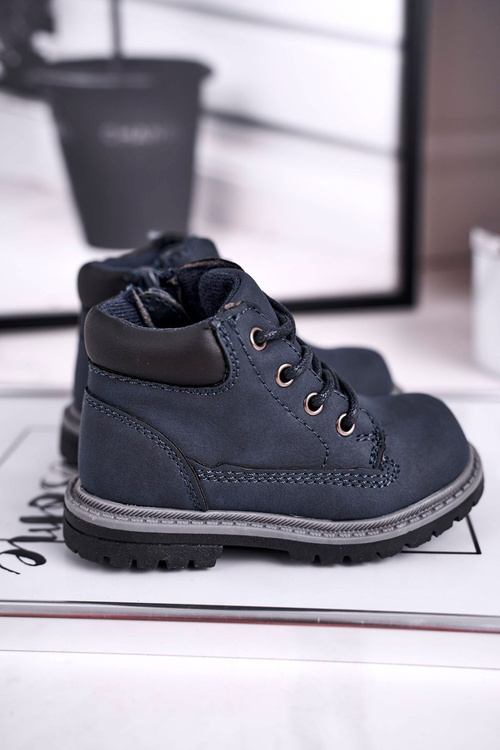 Dziecięce chłopięce trapery botki granatowe Moa