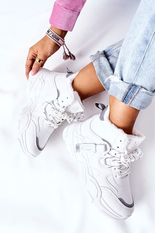 Damskie Ocieplane Sneakersy Śniegowce Białe Kaphia