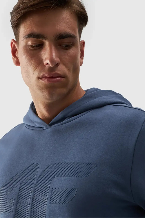 Męska Bluza Dresowa Nierozpinana Z Kapturem 4FWMM00TSWSM1464-32S Niebieska