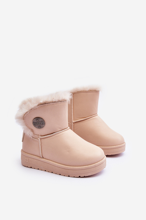 Dziecięce Śniegowce Ocieplane Futerkiem Beżowe Big Star MM374084