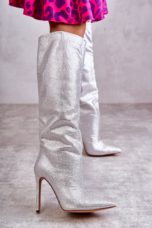 Modne Kozaki Na Szpilce Z Cyrkoniami Srebrne Lovisa