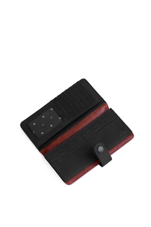 Damski Skórzany Portfel Na Napę Brązowo-Czarny Florience