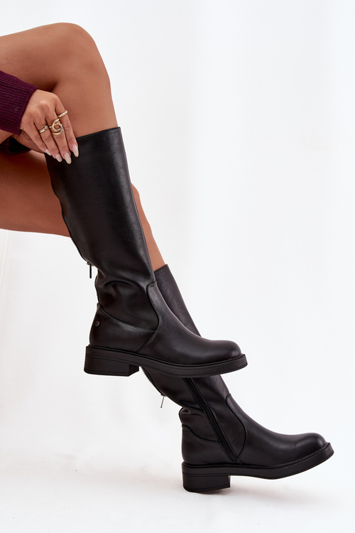 Skórzane Kozaki Damskie Ocieplane Maciejka A7164-01 Czarne