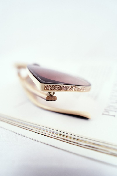 Czarne Okulary Beż Przeciwsłoneczne Prius PR-V26 Brązowe Szkło Brokat