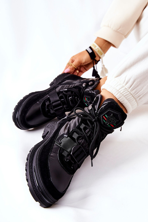 Damskie Botki Śniegowce Na Suwak Czarne Marcia