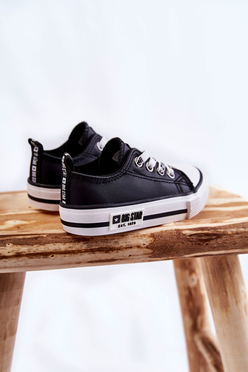 Dziecięce Skórzane Trampki BIG STAR KK374043 Czarno-Białe