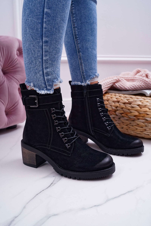 Damskie Botki Workery Sergio Leone Czarne BT705