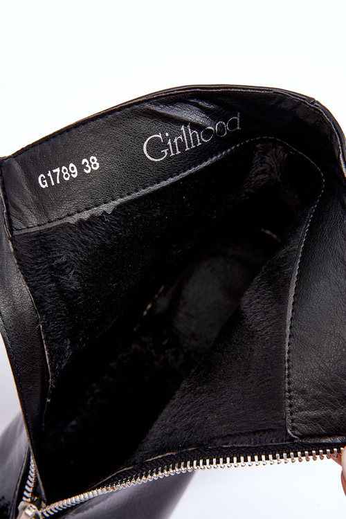 Lakierowane Botki Z Ozdobnym Zamkiem Czarne Sevil