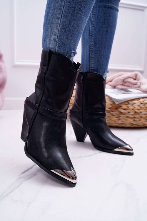 Botki Damskie Na Słupku Czarne Make Feel