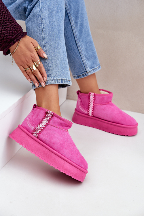 Śniegowce Na Platformie Ze Wzorem Różowe Udra