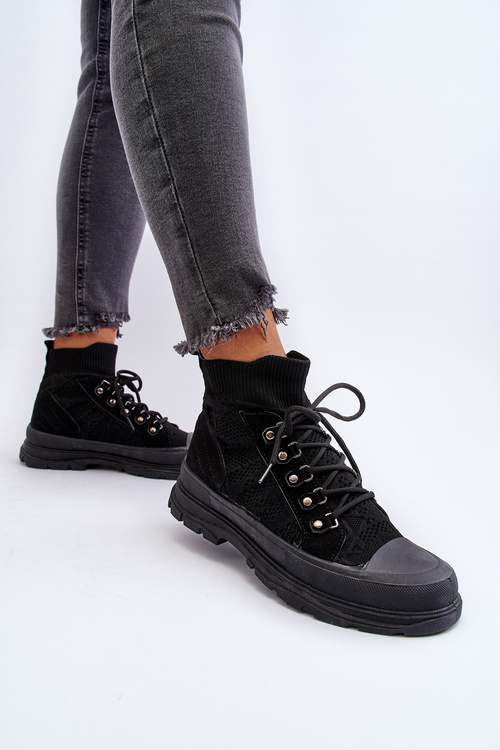 Damskie Trampki Z Elastyczną Cholewką Czarne Kalyne