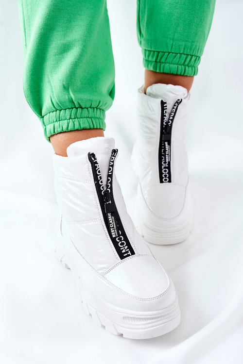 Damskie Trapery Botki Białe Echowen