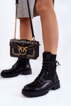 Skórzane Skarpetkowe Botki Sznurowane Czarne Riston
