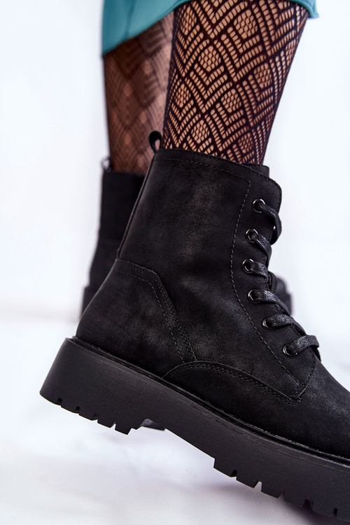 Damskie Botki Na Platformie Czarne Randi