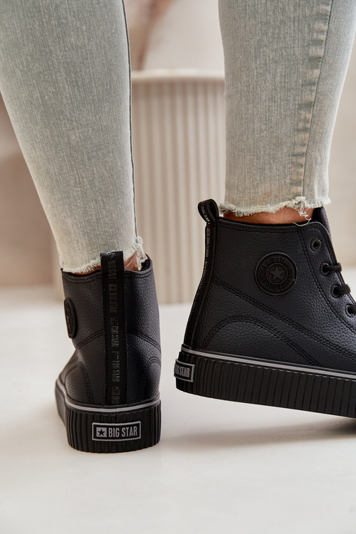 Damskie Ocieplane Trampki Z Eko Skóry Big Star OO274790 Czarne