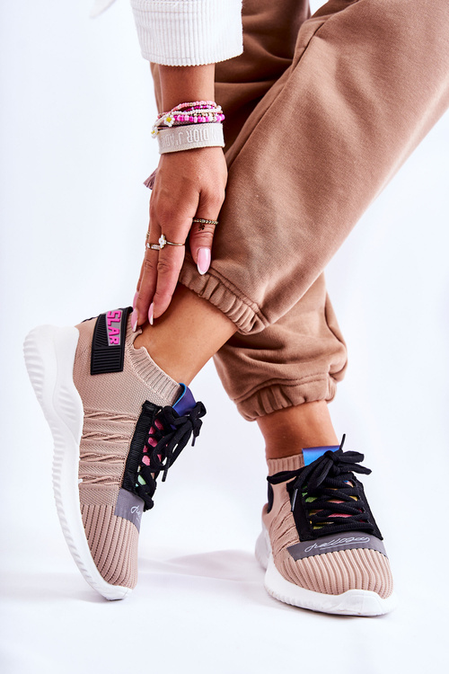 Damskie Wsuwane Sportowe Buty Sneakersy Beżowe Klayra
