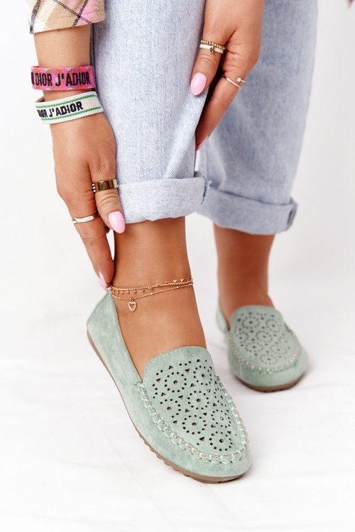 Damskie Zamszowe Mokasyny Zielone Molly