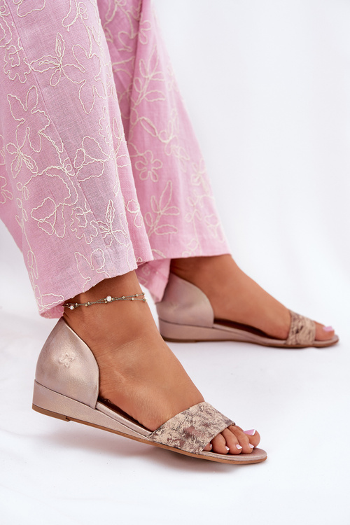 Skórzane Sandały Maciejka 01971-71 Złote